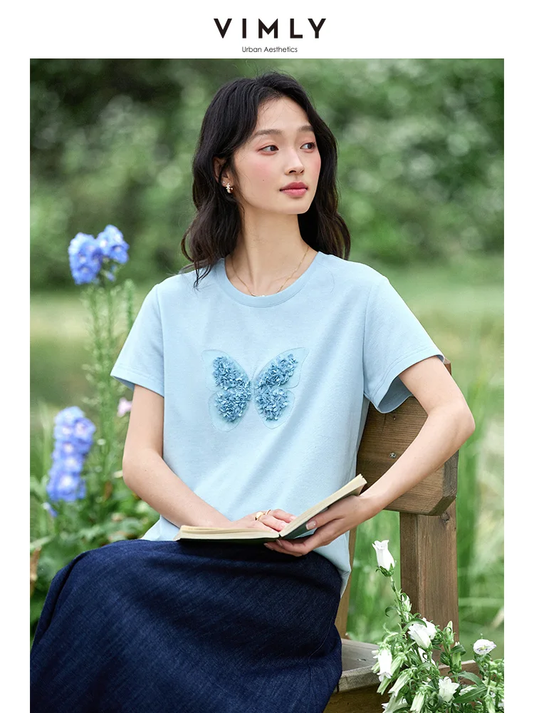 VIMLY Women's Simple Exquisite T-Shirt 2025 Summer 3D Butterfly Print Embroidery Loose Casual Sports Short Sleeve Top Tee A0715
VIMLY Women's Simple Exquisite T-Shirt 2025 Summer 3D Butterfly Print Embroidery Loose Casual Sports Short Sleeve Top Tee A0715