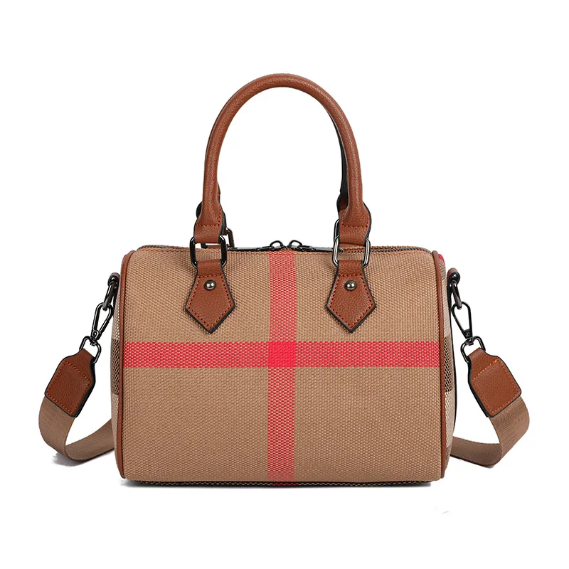 Real Leather Canvas Female Bag Luxury Designer Handbag High Quality Plaid Crossbody Shoulder Bags Classic Boston Hand Bag Women
Real Leather Canvas Female Bag Luxury Designer Handbag High Quality Plaid Crossbody Shoulder Bags Classic Boston Hand Bag Women