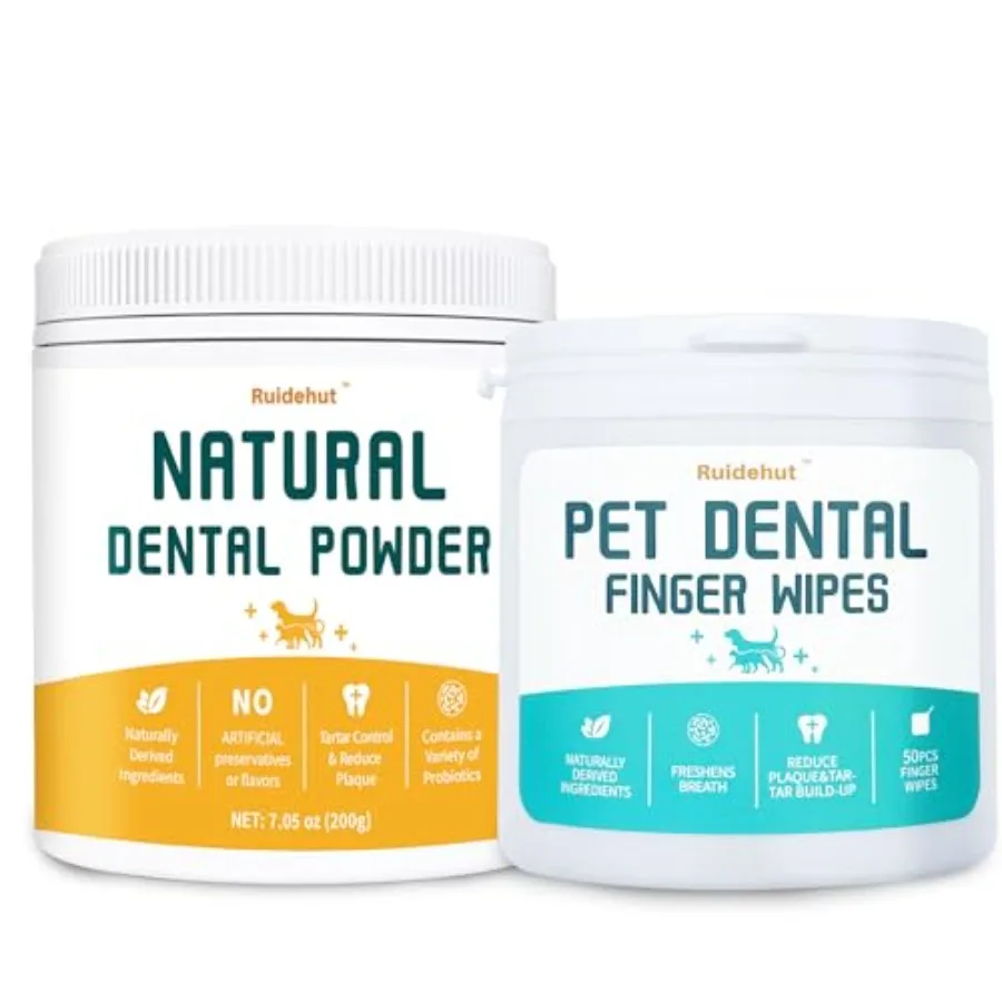 Dog Dental Kit - Teeth Cleaning Powder Contains Probiotics that Solve Bad Breath Through Internal Digestion Finger Wipes Remove
Dog Dental Kit - Teeth Cleaning Powder Contains Probiotics that Solve Bad Breath Through Internal Digestion Finger Wipes Remove