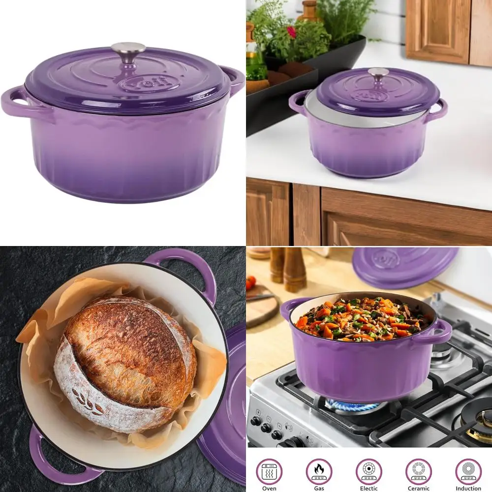 6-Quart Enamel Dutch Oven Pot with Dual Handles - Oven-Safe up to 500°F and Stovetop Compatible for Marinating, Cooking, Baking,
6-Quart Enamel Dutch Oven Pot with Dual Handles - Oven-Safe up to 500°F and Stovetop Compatible for Marinating, Cooking, Baking,