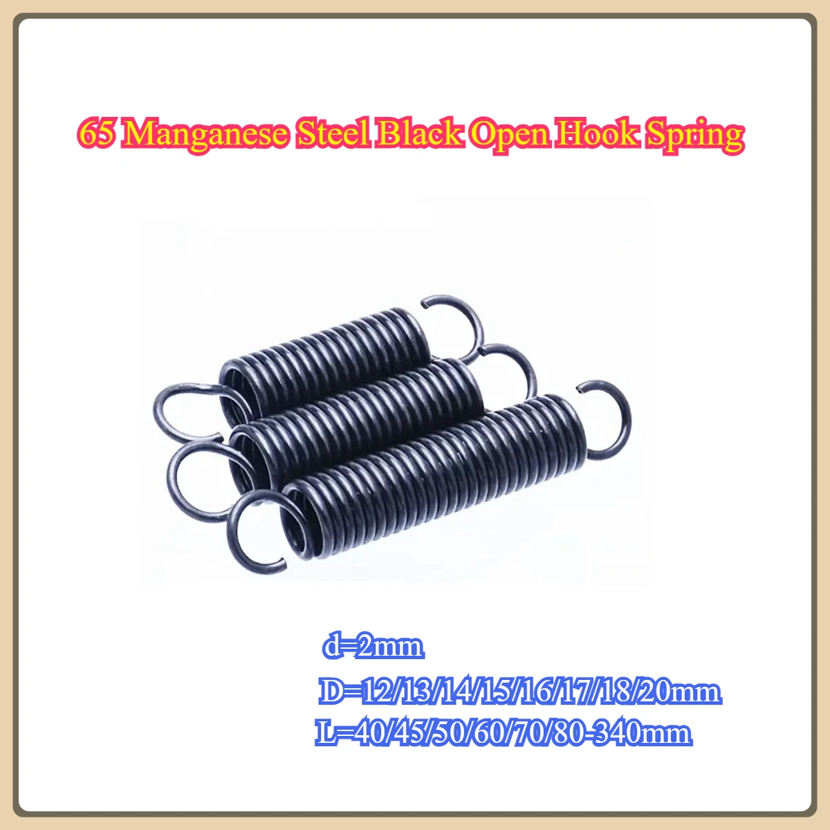 65 Manganese Steel Black Open Hook Spring / Hook Tension Spring / Circular Wire Mechanical Spring 2 * 12/13/14/15/16/25
65 Manganese Steel Black Open Hook Spring / Hook Tension Spring / Circular Wire Mechanical Spring 2 * 12/13/14/15/16/25