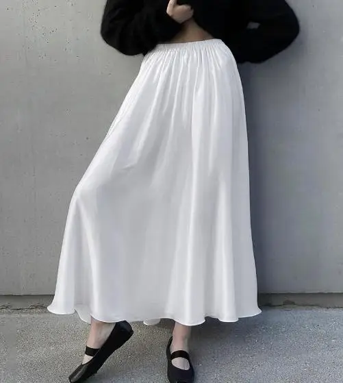 Autumn Classic White Matte Satin Loose High Waist Elastic Belt Half Skirt Commuter and Ankle Long Skirt
Autumn Classic White Matte Satin Loose High Waist Elastic Belt Half Skirt Commuter and Ankle Long Skirt
