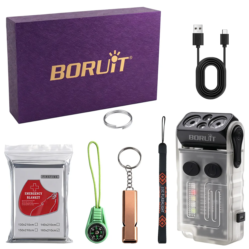 BORUiT V20 EDC Flashlight 1000LM Ultra Bright 4-in-1 Gift Box Set With First Aid Blanket Whistle Compass Outdoor Holiday Gifts
BORUiT V20 EDC Flashlight 1000LM Ultra Bright 4-in-1 Gift Box Set With First Aid Blanket Whistle Compass Outdoor Holiday Gifts