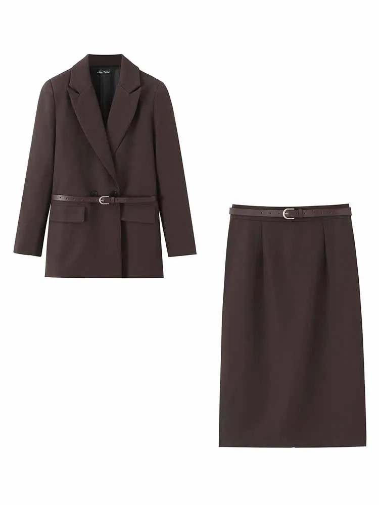 HH Woman Fashion Skirt Suit Long Sleeves Lapel Solid Color Blazer+ With Belt Long Skirt Female Casual Versatile Two Piece Set
HH Woman Fashion Skirt Suit Long Sleeves Lapel Solid Color Blazer+ With Belt Long Skirt Female Casual Versatile Two Piece Set