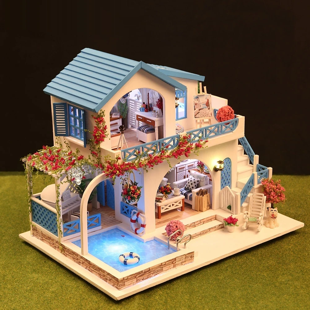 Diy Hut Blue White Town K105 Handmade Assembly House Big Villa Cute And Realistic Model Play House Doll House Birthday Gift
Diy Hut Blue White Town K105 Handmade Assembly House Big Villa Cute And Realistic Model Play House Doll House Birthday Gift