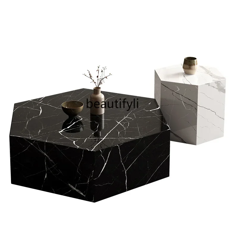 zq1Italian minimalist hexagonal rock slab coffee table high and low combination villa home living room light luxury
zq1Italian minimalist hexagonal rock slab coffee table high and low combination villa home living room light luxury