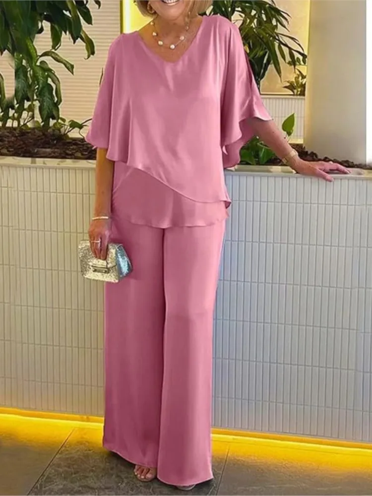 Spring Summer New Casual Suit Women Fashion V Neck Irregular Top 2 Piece Set Lady Elegant Loose Office Party Solid Clubwear Sets
Spring Summer New Casual Suit Women Fashion V Neck Irregular Top 2 Piece Set Lady Elegant Loose Office Party Solid Clubwear Sets