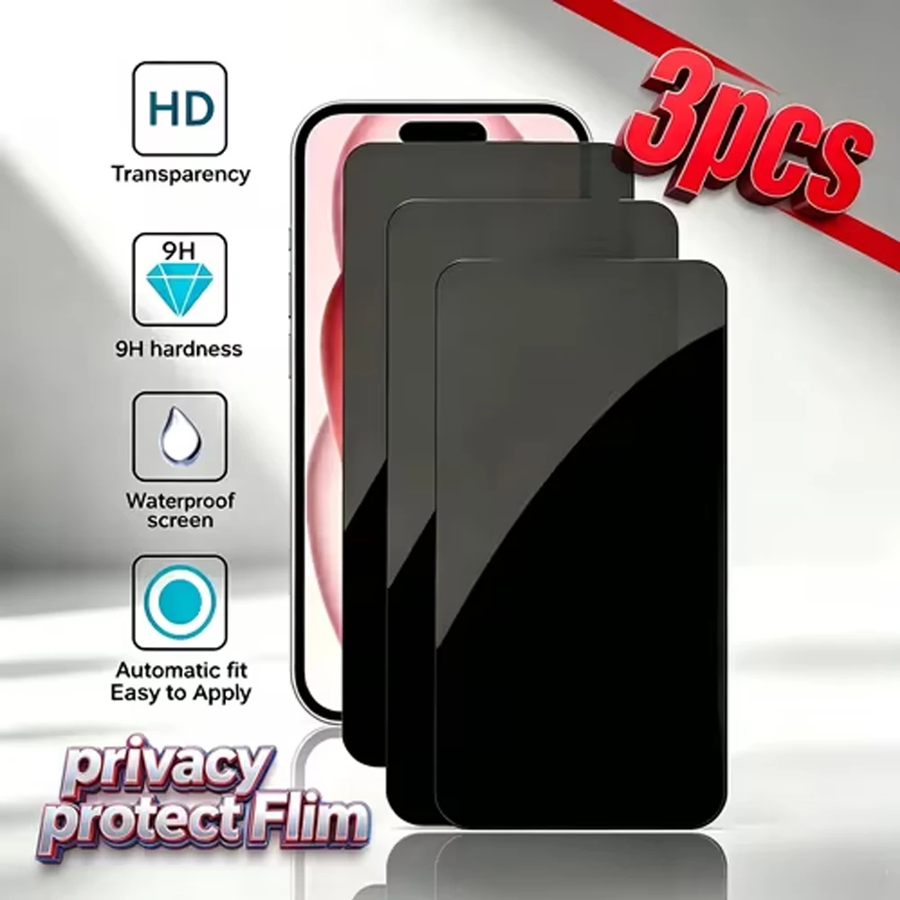 3-1Pcs Privacy Screen Protectors For iPhone 17e 15 Pro Max 17 16 14 Plus 13 11 12 Pro XR XS Max 16e Anti-scratch Tempered Glass
3-1Pcs Privacy Screen Protectors For iPhone 17e 15 Pro Max 17 16 14 Plus 13 11 12 Pro XR XS Max 16e Anti-scratch Tempered Glass