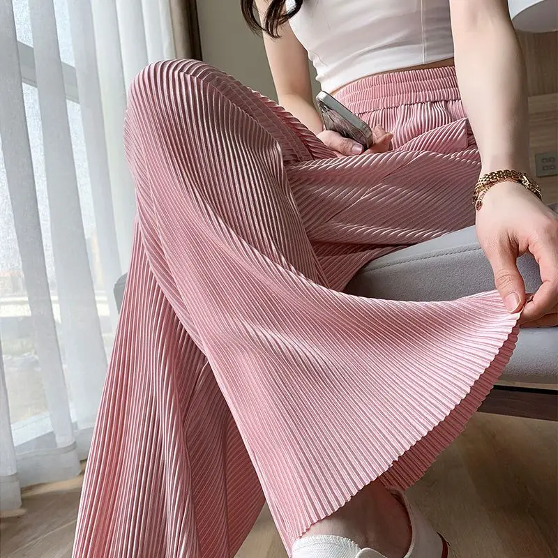 Women Pants 2024 New Spring Summer Ice Silk Wide Leg Pants High Waist Casual Female Slim Loose Straight Large size Trousers Z378
Women Pants 2024 New Spring Summer Ice Silk Wide Leg Pants High Waist Casual Female Slim Loose Straight Large size Trousers Z378