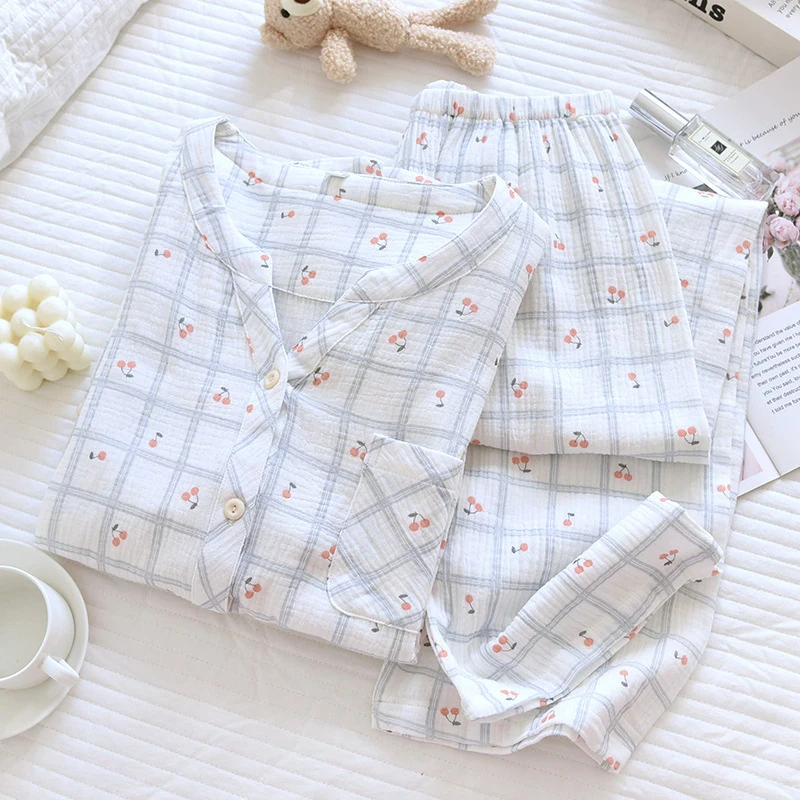 2pcs Women's Pajama Set Minimalist Daily Style 100% Double Layer Cotton Gauze V Neck Open Front Long Sleeve & Long Pants Thin Li
2pcs Women's Pajama Set Minimalist Daily Style 100% Double Layer Cotton Gauze V Neck Open Front Long Sleeve & Long Pants Thin Li