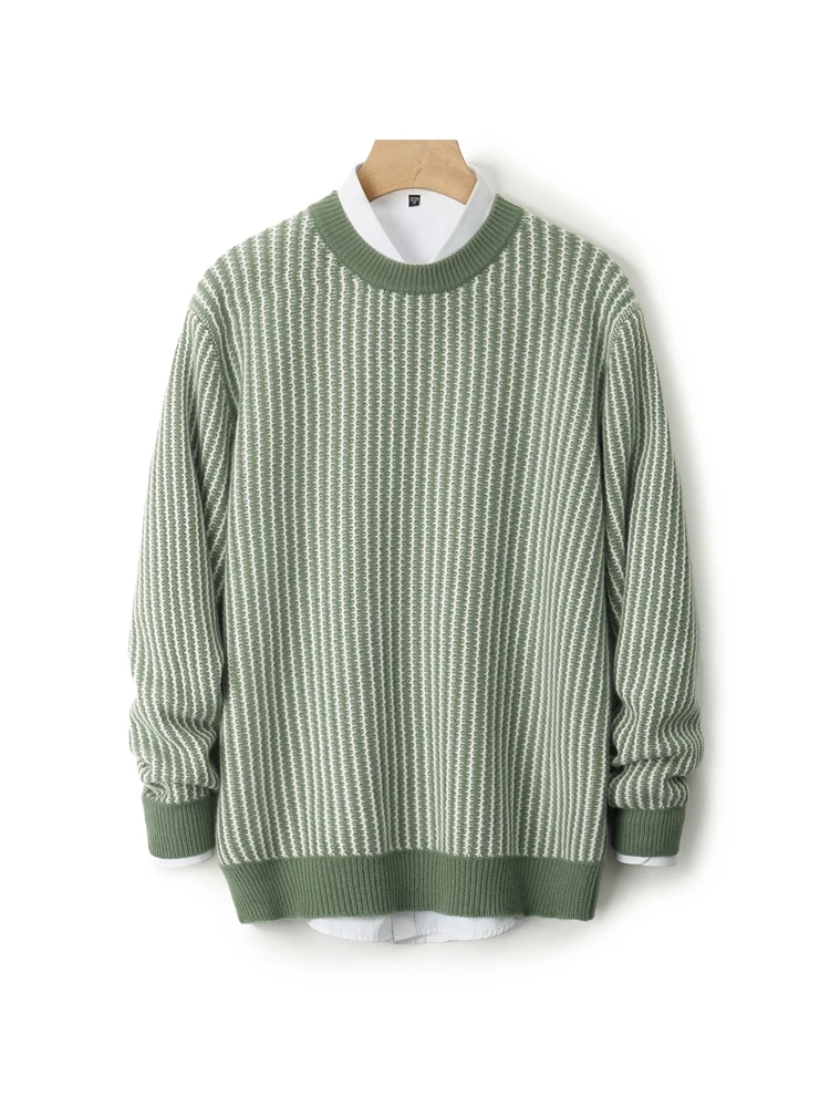 Autumn Winter Men's O-Neck Jacquard Sweater Thick Soft Warm 100% Merino Wool Knitwear Casual Loose Pullover Male Clothing Tops
Autumn Winter Men's O-Neck Jacquard Sweater Thick Soft Warm 100% Merino Wool Knitwear Casual Loose Pullover Male Clothing Tops