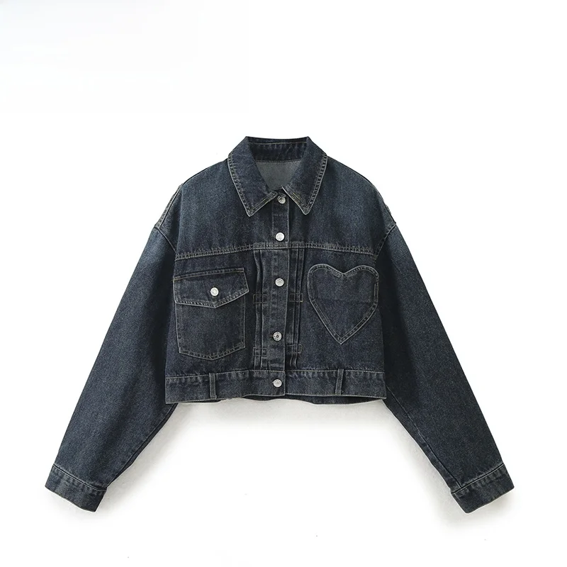 ZBZA Spring New Women's Faion Casual Heart aped ket Denim Jaet Outerwear Polyester Fiber Regular Thin
ZBZA Spring New Women's Faion Casual Heart aped ket Denim Jaet Outerwear Polyester Fiber Regular Thin