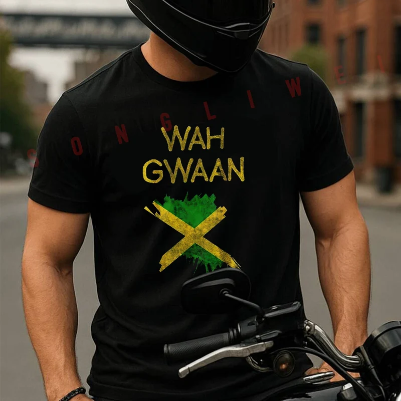 Wah Gwaan Jamaica Flag Jamaican Pride Reggae Vacation Motorcycle T Shirt Cotton Summer Short-sleeve Casual Tee Men Women T-shirt
Wah Gwaan Jamaica Flag Jamaican Pride Reggae Vacation Motorcycle T Shirt Cotton Summer Short-sleeve Casual Tee Men Women T-shirt
