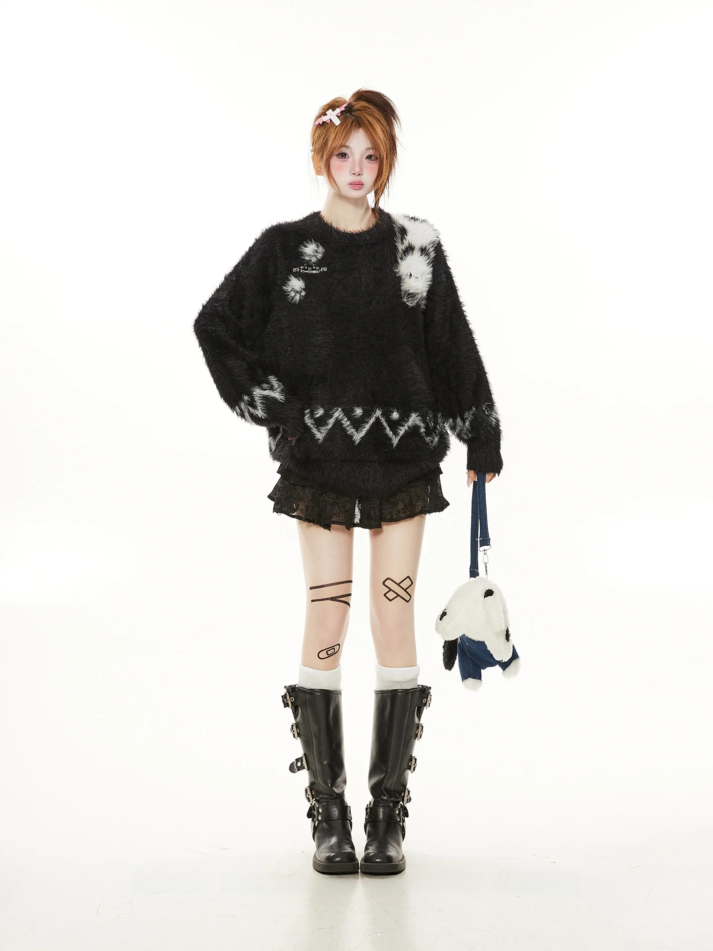 Loose Korean Sle Bla Fur round Ne Knitted Sweater Women's Spring Autumn High Faion Lazy Sle Top Sweet Sle
Loose Korean Sle Bla Fur round Ne Knitted Sweater Women's Spring Autumn High Faion Lazy Sle Top Sweet Sle