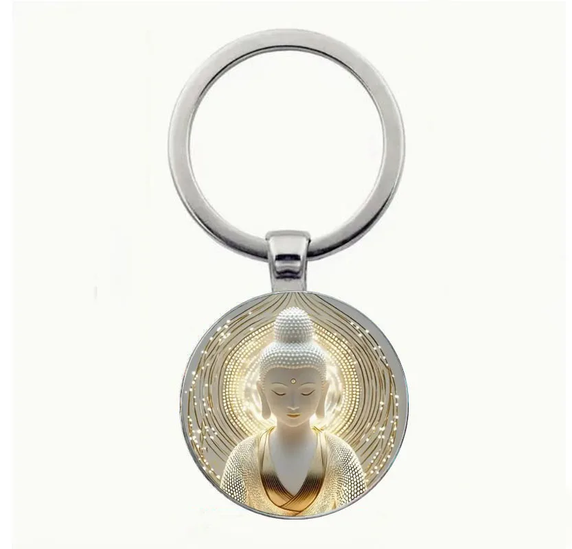 Peace Buddha Keychain - Zinc Alloy Round Glass Pendant with Gold Decoration, Suitable for Neutral Religious Design in Bags, Car
Peace Buddha Keychain - Zinc Alloy Round Glass Pendant with Gold Decoration, Suitable for Neutral Religious Design in Bags, Car