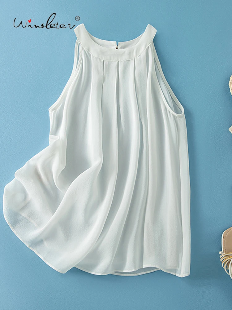 Winsleter-100% Silk Elegant Vest, Sleeveless O Neck Folds Patchwork, Women Simplicity Casual Thin Tank Top, 2026 Summer T64712CC
Winsleter-100% Silk Elegant Vest, Sleeveless O Neck Folds Patchwork, Women Simplicity Casual Thin Tank Top, 2026 Summer T64712CC