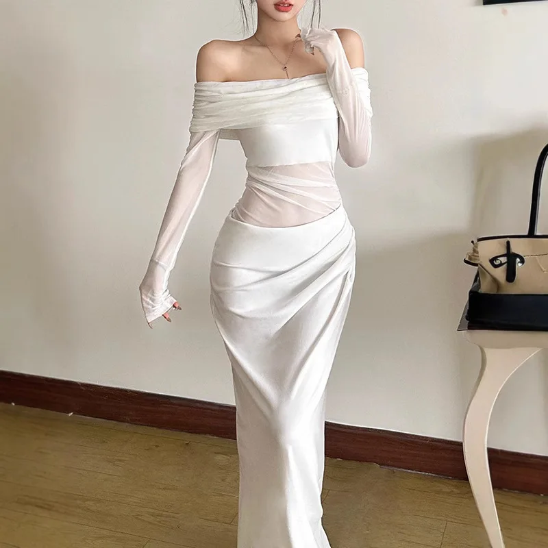 2025 Summer New Women's Style Sexy One Shoulder Mesh Transparent Long Dress
2025 Summer New Women's Style Sexy One Shoulder Mesh Transparent Long Dress