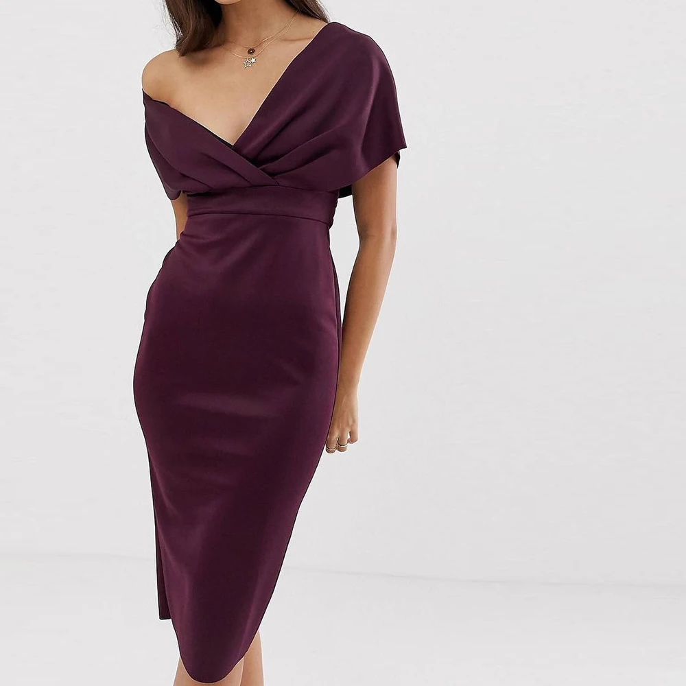 One Shoulder Jersey Purple Straight Tea Length Short Sleeves Evening Dress Simple Saudi Arabia Formal Special Occasion Gowns
One Shoulder Jersey Purple Straight Tea Length Short Sleeves Evening Dress Simple Saudi Arabia Formal Special Occasion Gowns