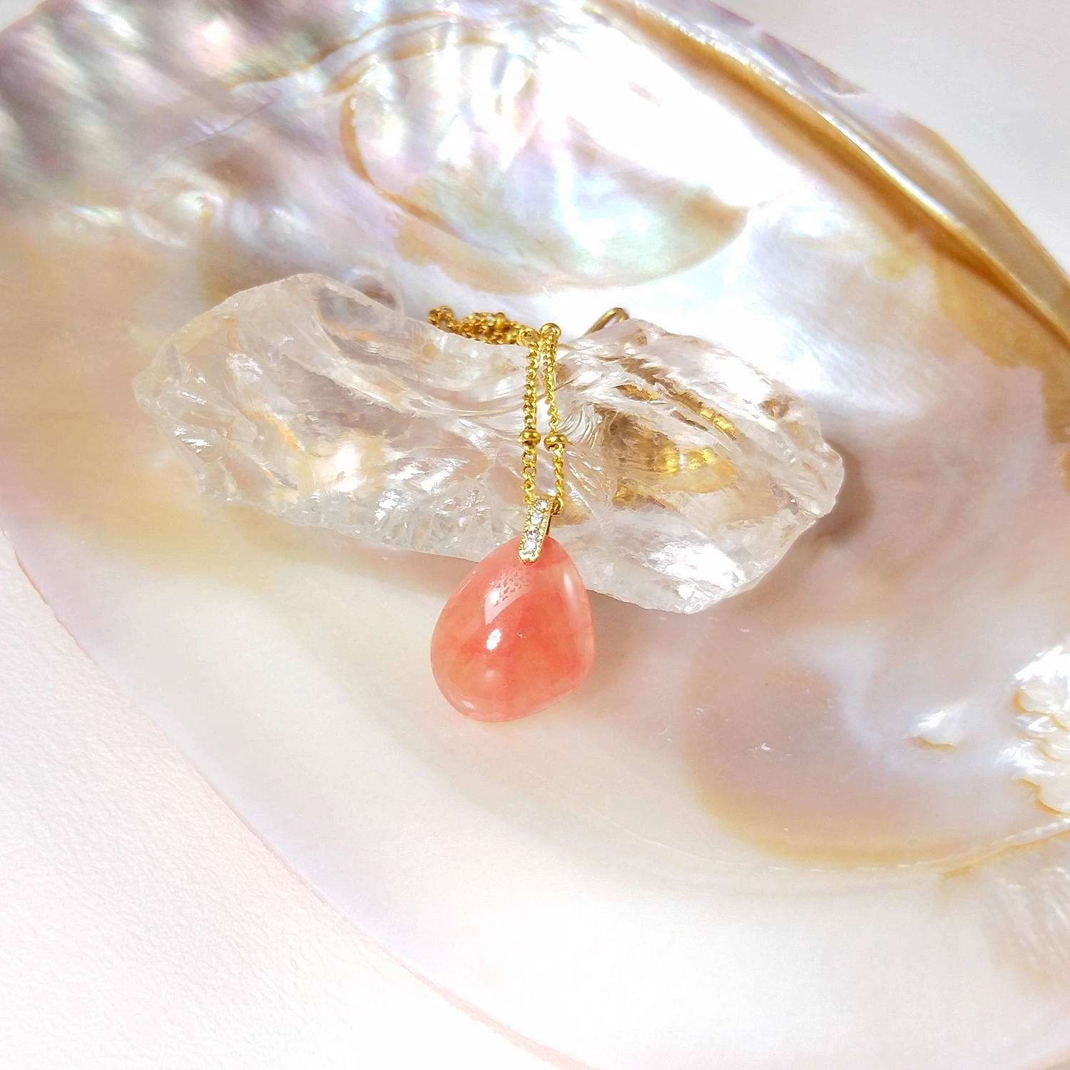 Lii Ji Natural Rhodochrosite Gold Stainless Steel Choker Necklace 38+5cm Handmade Jewelry
Lii Ji Natural Rhodochrosite Gold Stainless Steel Choker Necklace 38+5cm Handmade Jewelry