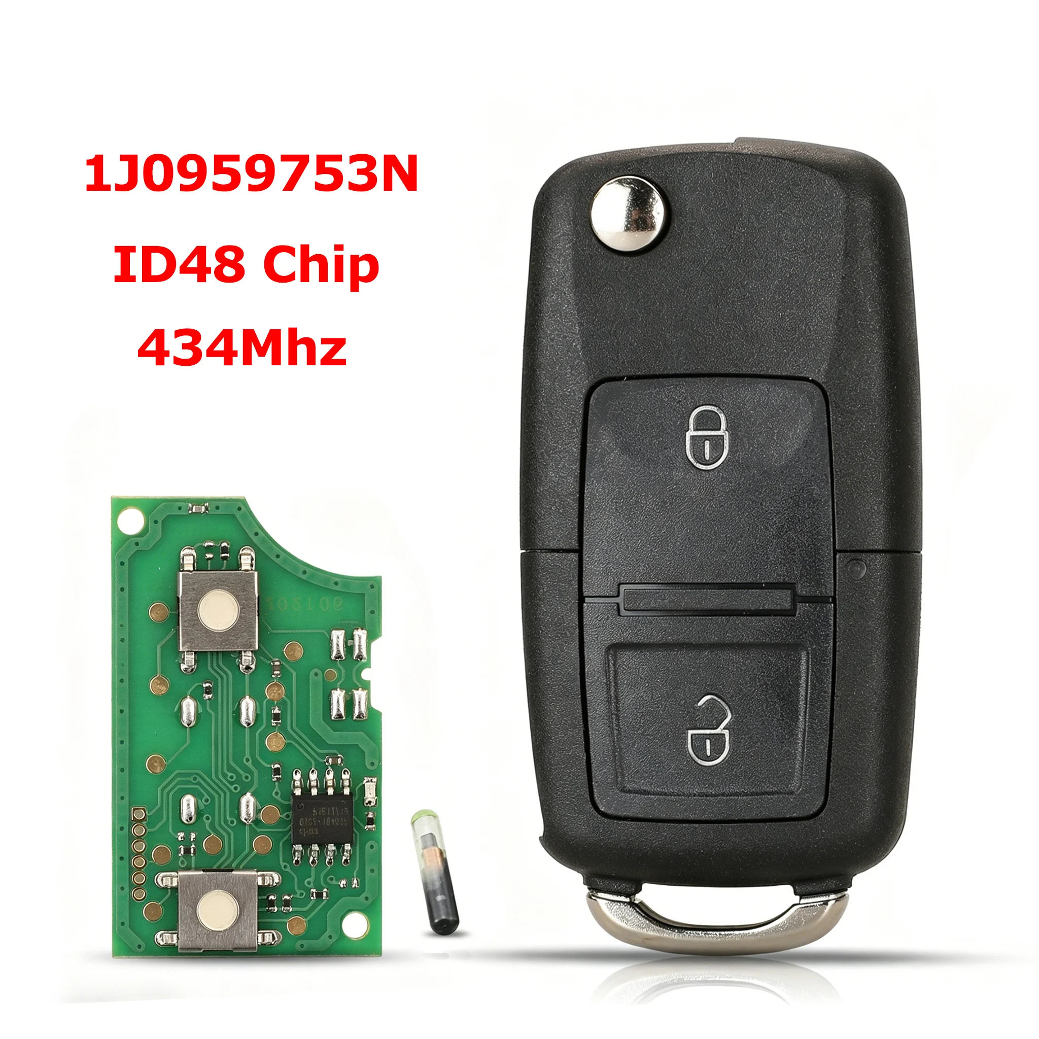 For Volkswagen VW Passat Golf MK4 Bora Polo 1J0959753N 434Mhz Car Remote Key 2 Buttons With ID48 Chip
For Volkswagen VW Passat Golf MK4 Bora Polo 1J0959753N 434Mhz Car Remote Key 2 Buttons With ID48 Chip