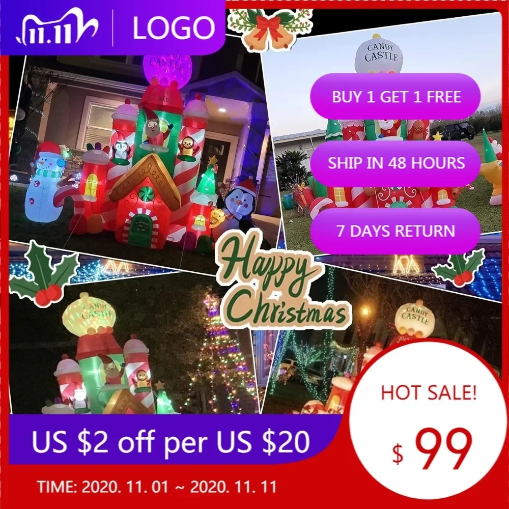 Giant 10-Foot Christmas Inflatable Outdoor Candy Castle with Santa, Gingerbread Man, and Penguin
Giant 10-Foot Christmas Inflatable Outdoor Candy Castle with Santa, Gingerbread Man, and Penguin