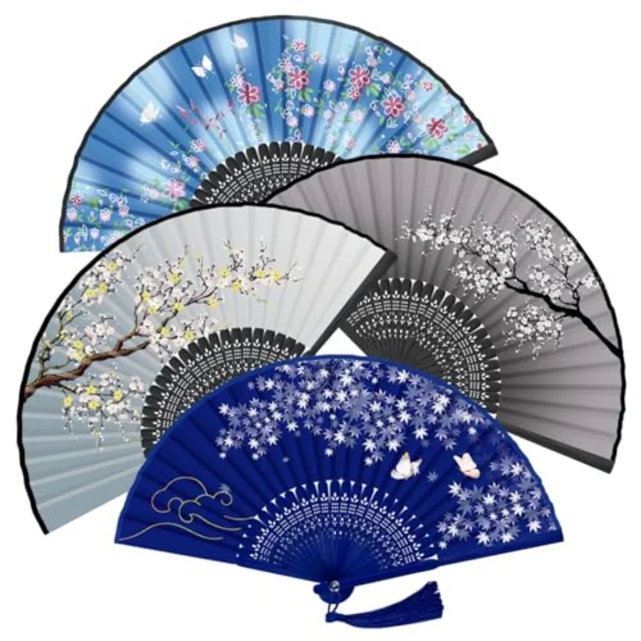 Handheld Fan, 4 PCS Hand Fan, Chinese Folding Fan for Women Foldable, Silk Bamboo Hand Held Fan, Paper Hand Fan
Handheld Fan, 4 PCS Hand Fan, Chinese Folding Fan for Women Foldable, Silk Bamboo Hand Held Fan, Paper Hand Fan