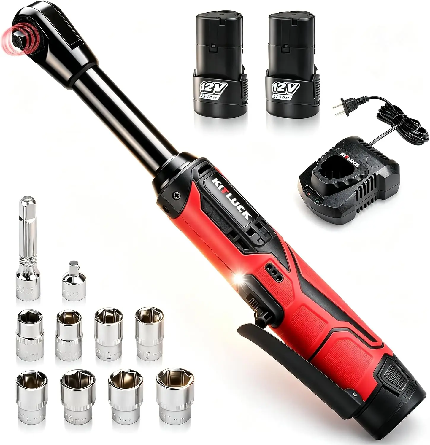 Cordless Ratchet Wrench Set, 3/8" 12V, 41 Ft-Lbs, 8 Sockets, 2 Batteries
Cordless Ratchet Wrench Set, 3/8" 12V, 41 Ft-Lbs, 8 Sockets, 2 Batteries
