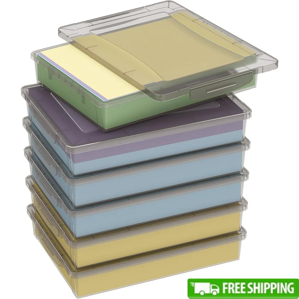6 Pack Stackable Plastic Storage Box with Latching Lids Multi-Purpose Organizer Home Office School Crafts A4 Paper Documents
6 Pack Stackable Plastic Storage Box with Latching Lids Multi-Purpose Organizer Home Office School Crafts A4 Paper Documents