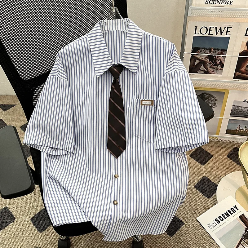 Men Shirt Striped Patchwork Lapel Short Sleeve Casual Clothing Loose 2026 Streetwear Fashion Leisure Tops No Tie
Men Shirt Striped Patchwork Lapel Short Sleeve Casual Clothing Loose 2026 Streetwear Fashion Leisure Tops No Tie