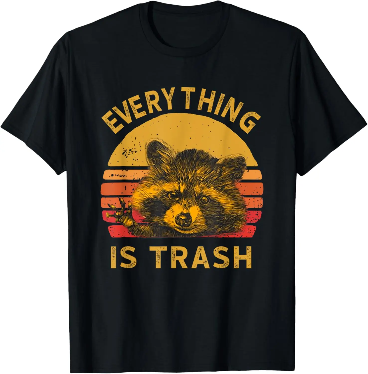 Everything Is Trash Raccoon Vintage Sunset Graphic Tee Soft Breathable Cotton Short Sleeve Shirt For Trip
Everything Is Trash Raccoon Vintage Sunset Graphic Tee Soft Breathable Cotton Short Sleeve Shirt For Trip