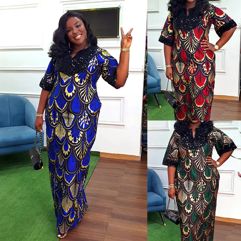 Африканская свободная женская одежда, атласное длинное платье-халат с пайетками
Африканская свободная женская одежда, атласное длинное платье-халат с пайетками