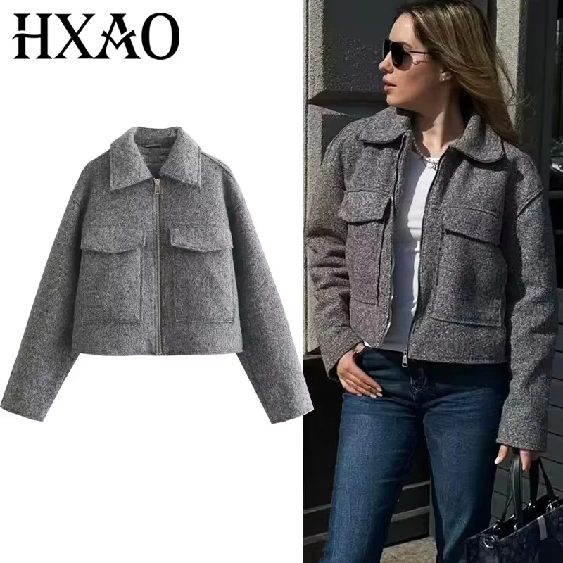 HXAO Women's Coats Autumn Winter Solid Short Coats For Women Tweed Faux Wool & Blends Coats Long Sleeve Cropped Womens Coat
HXAO Women's Coats Autumn Winter Solid Short Coats For Women Tweed Faux Wool & Blends Coats Long Sleeve Cropped Womens Coat
