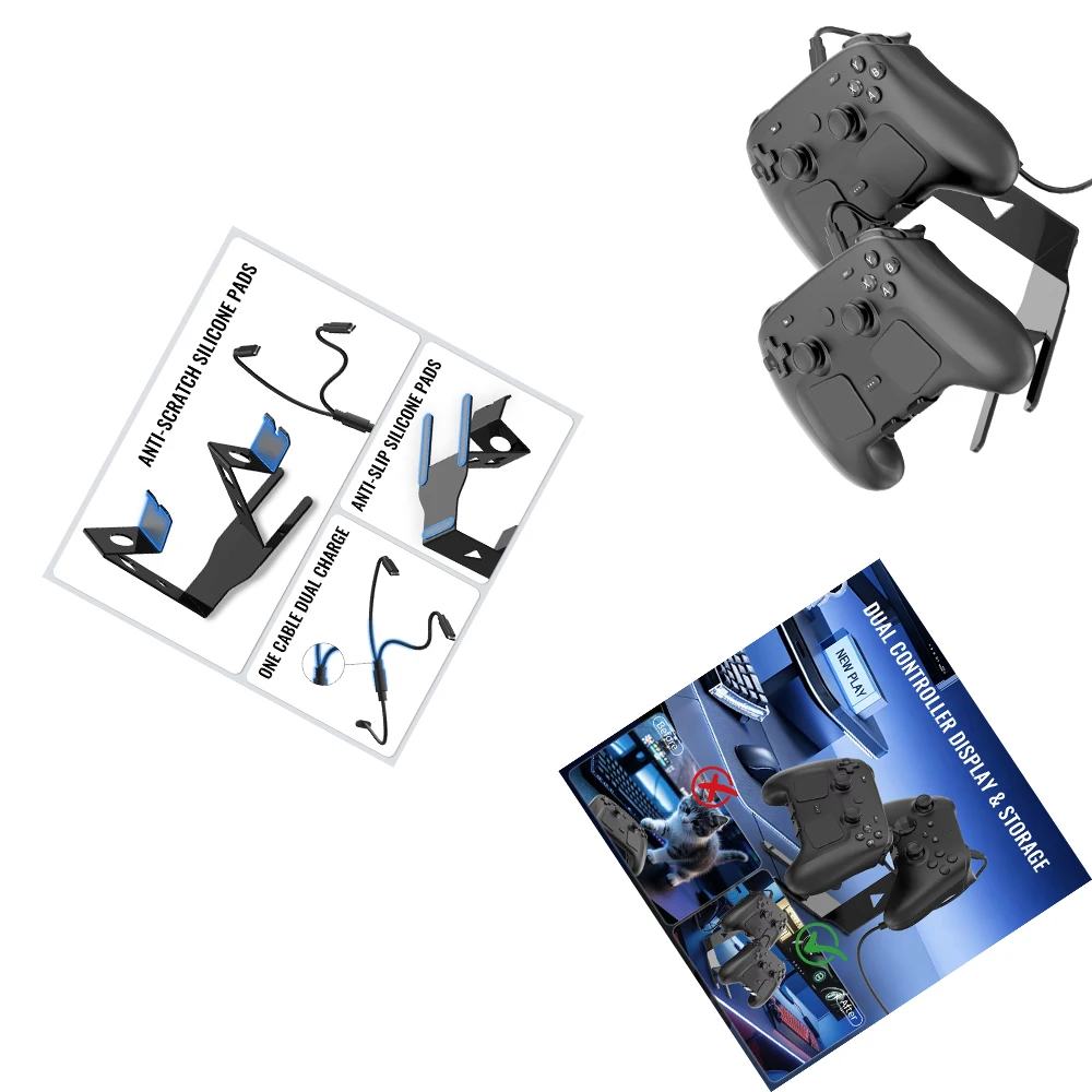 Metal Desktop Stand for Steam Controller 2 for PS5/4 for Xbox for Switch Holds Two Gamepads with Magnetic Charging Cable Set
Metal Desktop Stand for Steam Controller 2 for PS5/4 for Xbox for Switch Holds Two Gamepads with Magnetic Charging Cable Set