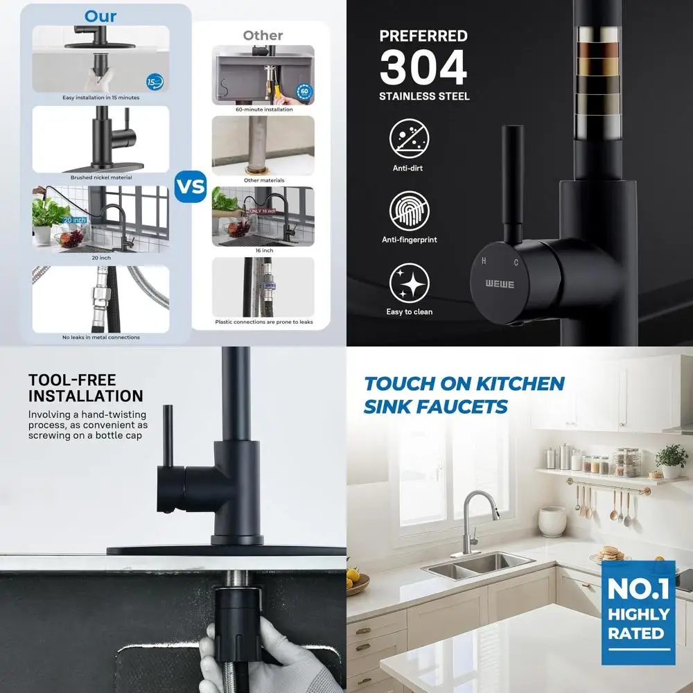 Stainless Pull-Down Spray Kitchen Faucet, Single Handle, 1 or 3 Hole, Suitable for Farmhouse, Commercial, Camper, Laundry, RV, a
Stainless Pull-Down Spray Kitchen Faucet, Single Handle, 1 or 3 Hole, Suitable for Farmhouse, Commercial, Camper, Laundry, RV, a