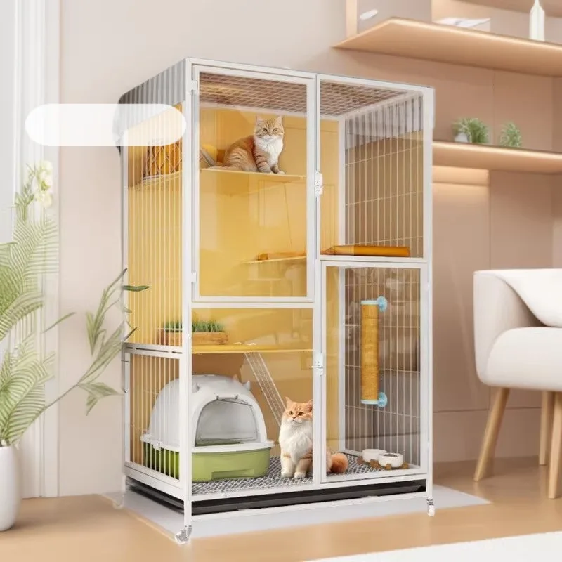 Cat Cage with Built-in Litter Box Cat House with Bedroom and Bathroom for Indoor Cats
Cat Cage with Built-in Litter Box Cat House with Bedroom and Bathroom for Indoor Cats
