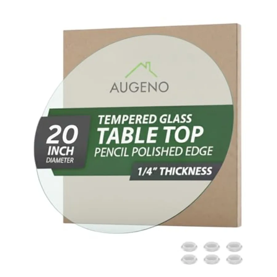 20 inch Round 1/4" Thick Pencil Polished Edge Glass Table Top with 6 Bumpers - Tempered Scratch Resistant and Safety Replacemen
20 inch Round 1/4" Thick Pencil Polished Edge Glass Table Top with 6 Bumpers - Tempered Scratch Resistant and Safety Replacemen
