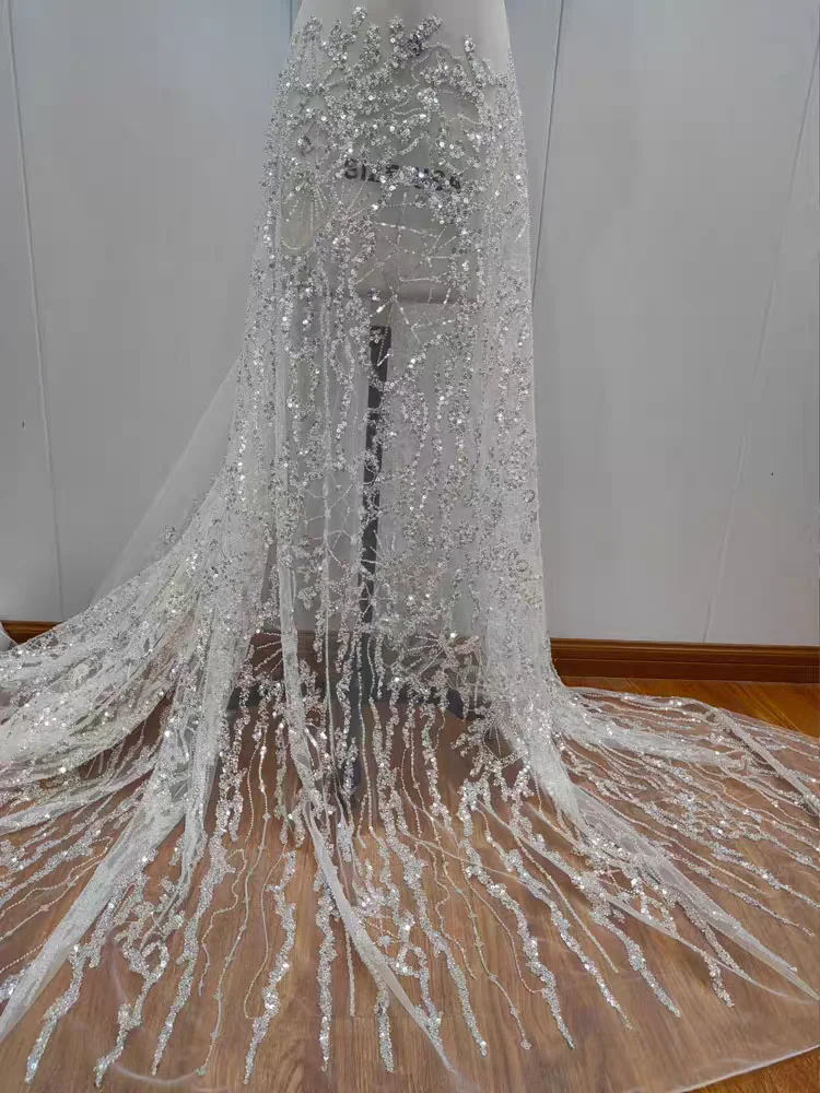 Classic Full Sequins Lace Fabric Irregular Line With Beaded Bridal Wedding Dress Luxury Lace
Classic Full Sequins Lace Fabric Irregular Line With Beaded Bridal Wedding Dress Luxury Lace