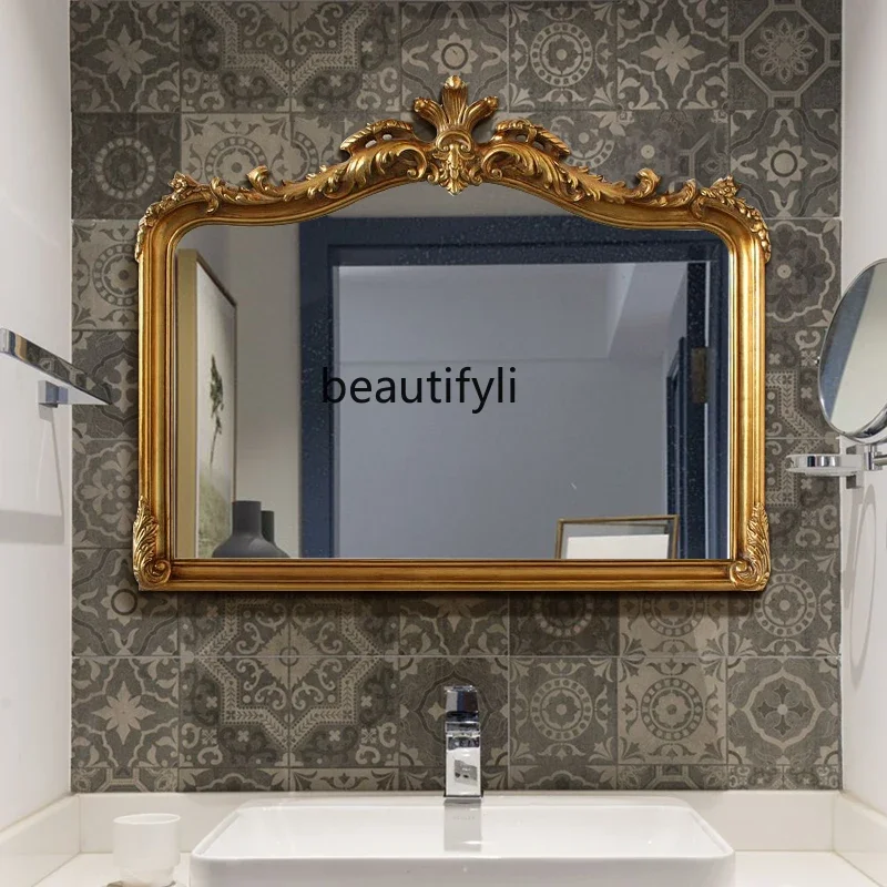 A13 Retro wall-mounted bathroom mirror custom French, American carved wash mirror bedroom makeup mirror
A13 Retro wall-mounted bathroom mirror custom French, American carved wash mirror bedroom makeup mirror