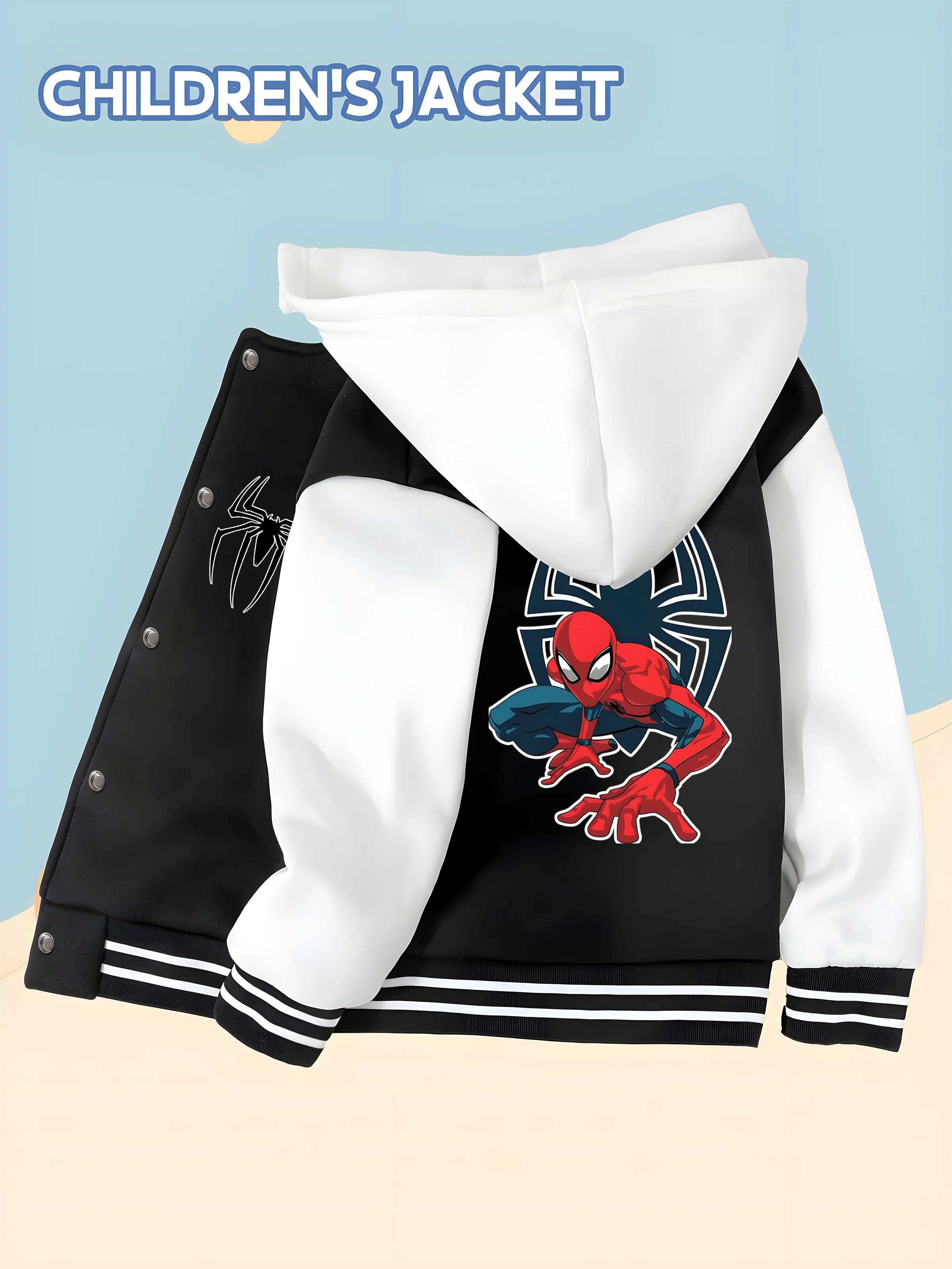 MINISO Marvel-licensed Spider-Man children's baseball jacket with cool character patterns, hooded baseball jacket style, trendy
MINISO Marvel-licensed Spider-Man children's baseball jacket with cool character patterns, hooded baseball jacket style, trendy