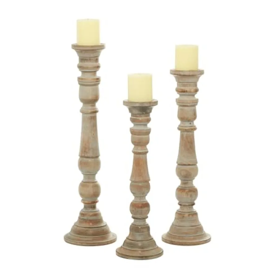 Mango Wood Candle Holder with Turned Style Set of 3 24" 21" 18"H
Mango Wood Candle Holder with Turned Style Set of 3 24" 21" 18"H