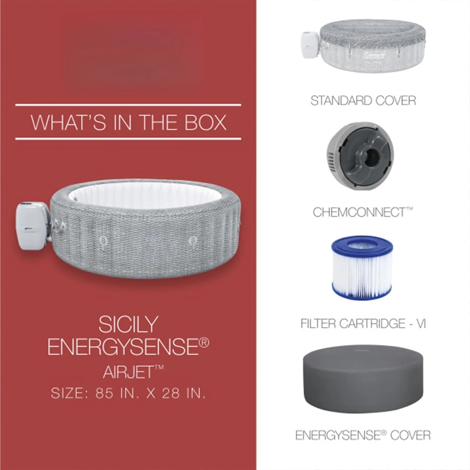 Sicily AirJet Round Inflatable Hot Tub, 5-7 Person Large Outdoor Spa with 180 AirJets & EnergySense System, Customized
Sicily AirJet Round Inflatable Hot Tub, 5-7 Person Large Outdoor Spa with 180 AirJets & EnergySense System, Customized