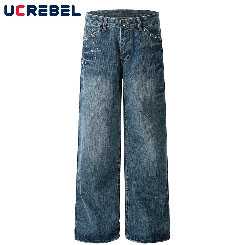 Retro Ripped Jeans Mens with Rivets High Street Loose Straight Loose Wide Leg Washed Distressed Denim Pants Men
Retro Ripped Jeans Mens with Rivets High Street Loose Straight Loose Wide Leg Washed Distressed Denim Pants Men