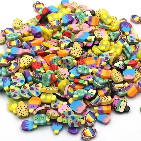 공예용 귀여운 아이스 팝 클레이 조각, 흔들 카드, 네일 아트, 스크랩북 DIY용 스프링클, 폴리머 10mm, 로트 당 100g