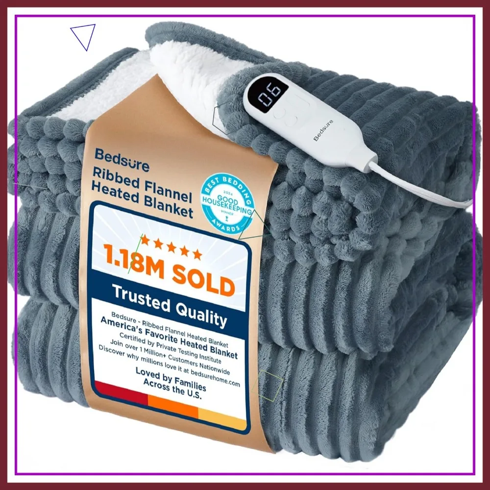 Electric Heated Throw Blanket with 6 Heat Levels, 4 Time Settings, Auto Shut-Off - Soft Flannel & Sherpa, Grey (50x60 inches)
Electric Heated Throw Blanket with 6 Heat Levels, 4 Time Settings, Auto Shut-Off - Soft Flannel & Sherpa, Grey (50x60 inches)