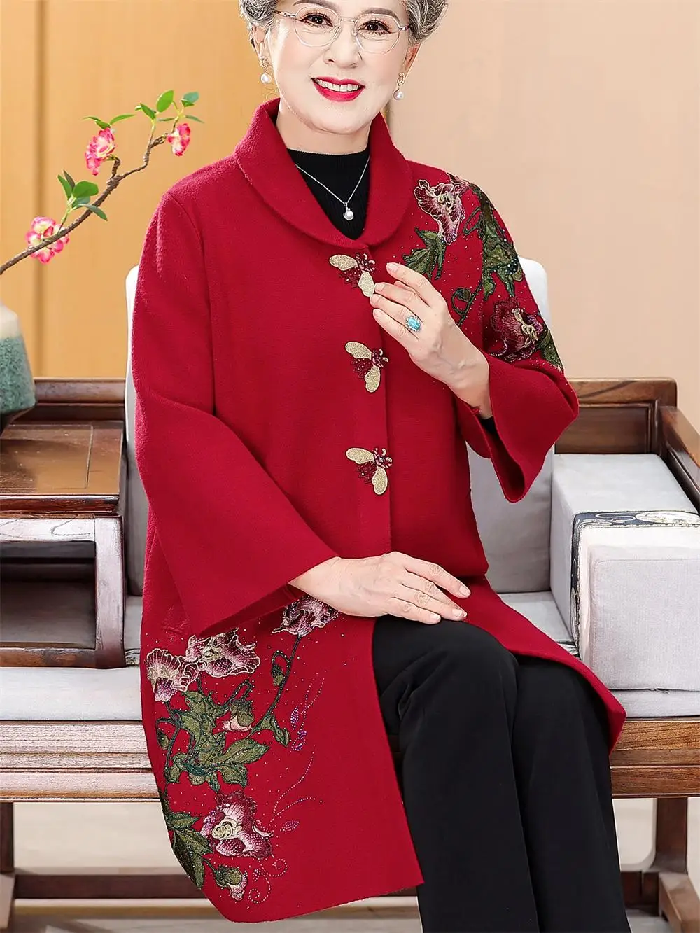 plus Size Knitted Coat for Older Women Autumn Winter Red Embroidered Flip Collar Jaet Faionable Loose Fit ly Women's...
plus Size Knitted Coat for Older Women Autumn Winter Red Embroidered Flip Collar Jaet Faionable Loose Fit ly Women's...
