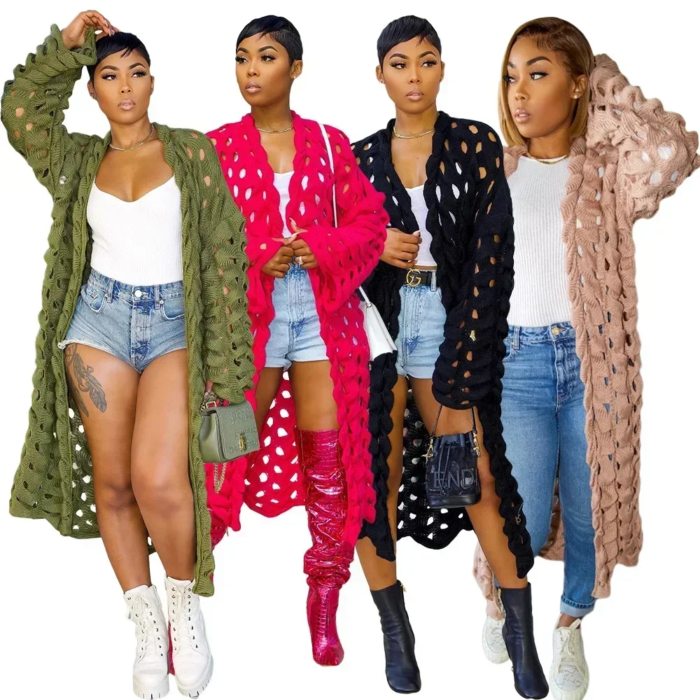 Europe New Women's Autumn and Winter Knitting Hand Hook Hollow-out Long Cardigan Sweater Sweater
Europe New Women's Autumn and Winter Knitting Hand Hook Hollow-out Long Cardigan Sweater Sweater
