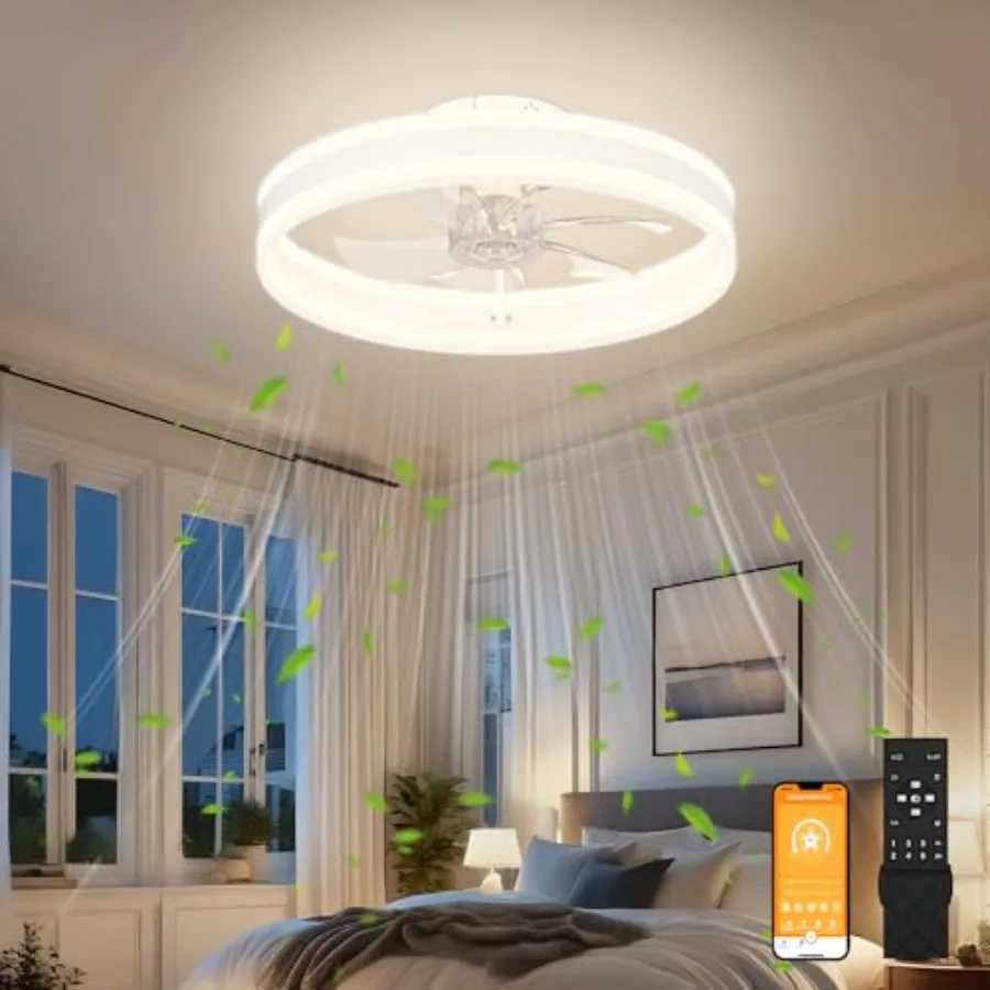 Fandelier Ceilg Fans with Lights and Remote, 15.7 Low Profile Ceilg Fan Flush Mount, 3000K-6500K Dimmable Bladeless LED Fan Lig
Fandelier Ceilg Fans with Lights and Remote, 15.7 Low Profile Ceilg Fan Flush Mount, 3000K-6500K Dimmable Bladeless LED Fan Lig