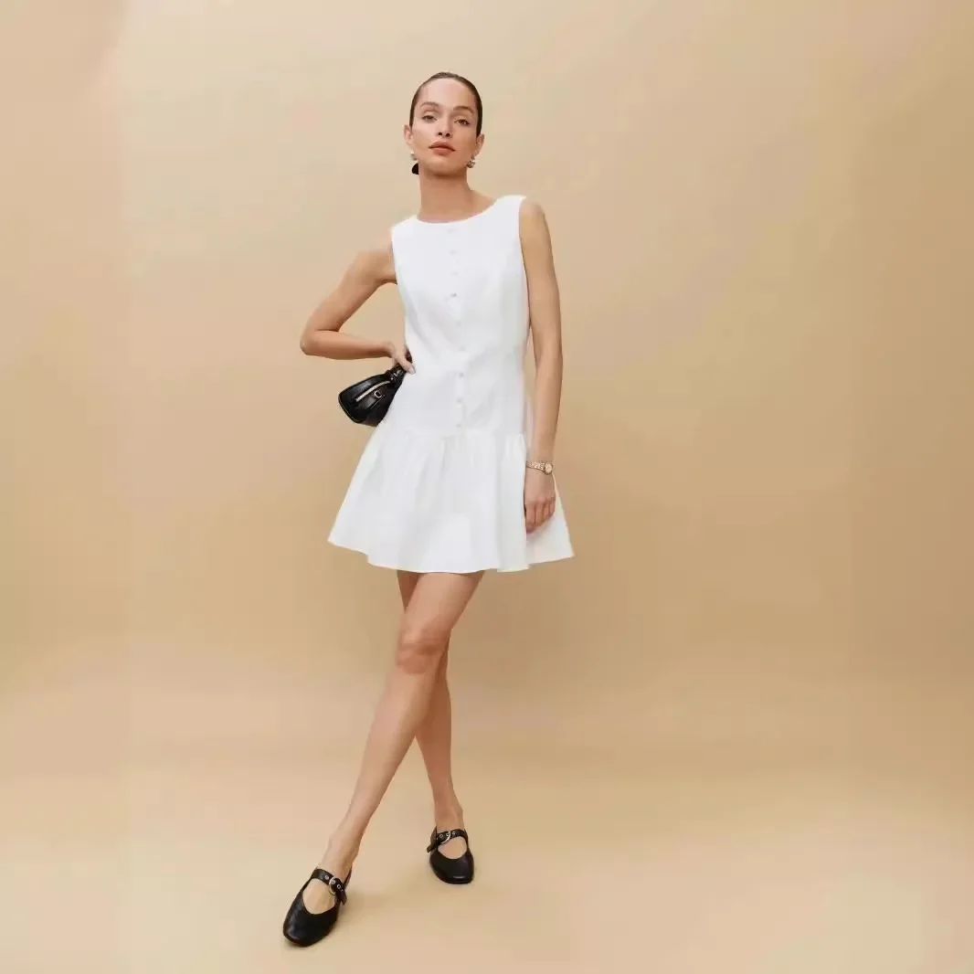 New Style 2024 Spring and Summer Pure Color Simple Round Neck Low Waist Sleeveless Linen A-Line Dress Women
New Style 2024 Spring and Summer Pure Color Simple Round Neck Low Waist Sleeveless Linen A-Line Dress Women