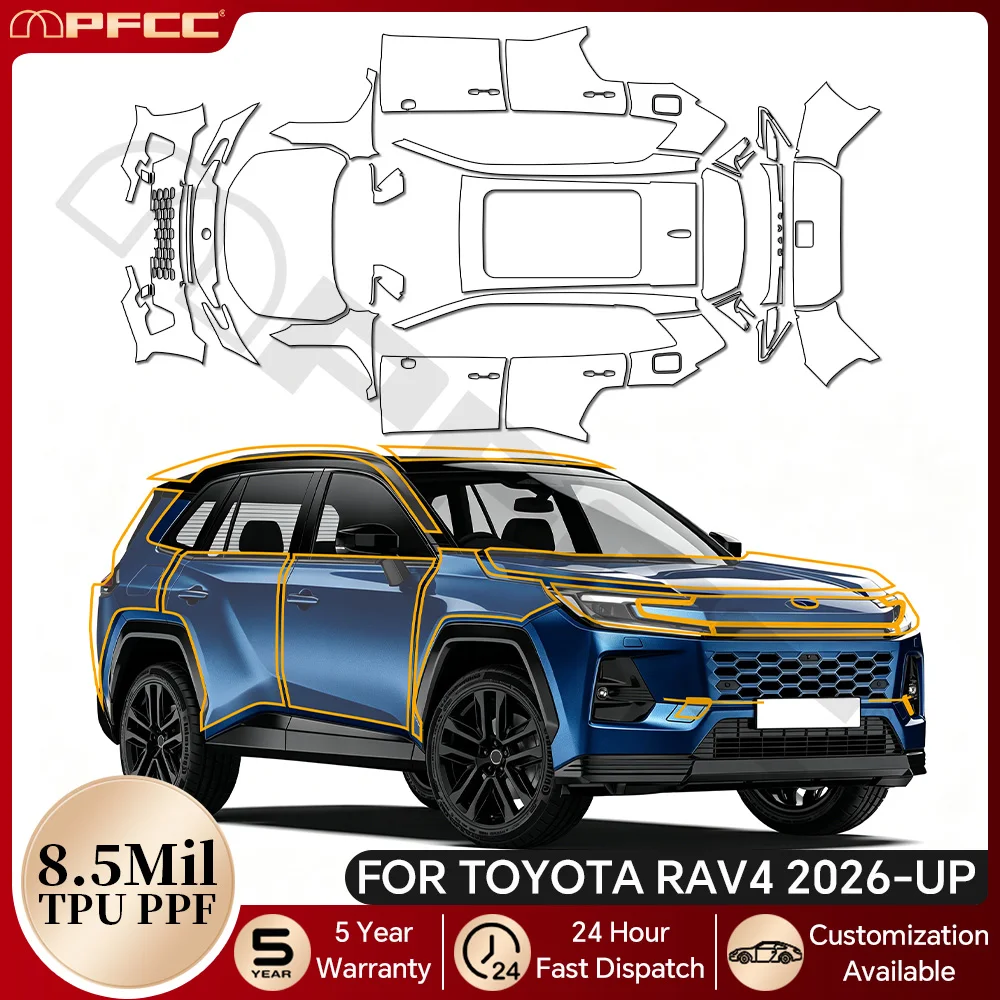 Pre-cut TPU PPF For Toyota RAV4 2026 2027 Car Paint Protection Film Anti-scratch Clear Bra Resistant Repairable Car Accessories
Pre-cut TPU PPF For Toyota RAV4 2026 2027 Car Paint Protection Film Anti-scratch Clear Bra Resistant Repairable Car Accessories
