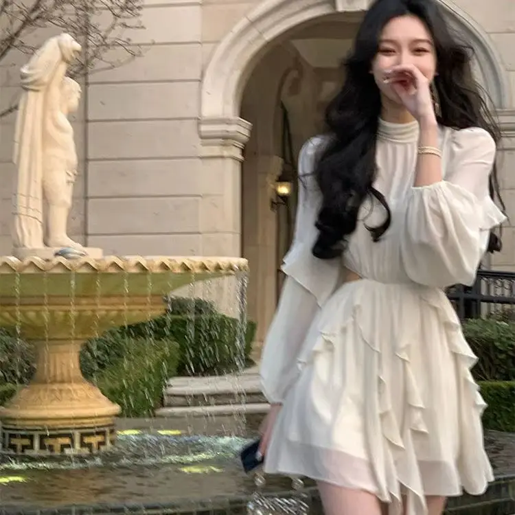 Long-Sleeved Dress Women Early Spring New Half-High Neck Waist Slimming Sweet Style Niche Design Princess Skirt
Long-Sleeved Dress Women Early Spring New Half-High Neck Waist Slimming Sweet Style Niche Design Princess Skirt